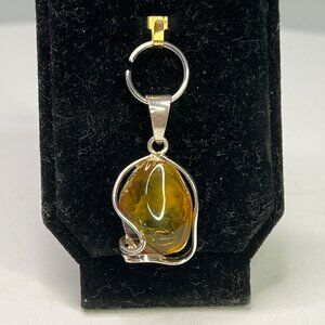 Baltic Amber Sterling Silver 925 Yellow Pendant For Womens Fashion Jewelry